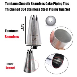 Tumtanm Professional Large Piping Nozzles, 4pcs Stainless Steel Seamless Icing Piping Nozzle Tip Set for Cakes, Cupcakes and Baking