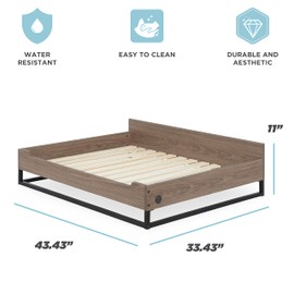 Milo TailZzz Wooden Dog Bed & Couch with Water-Resistant Mattress, Large to Extra Large Elevated Pet Bed with Calming Mattress, Greenguard Gold Certified