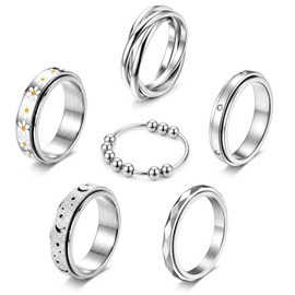 Cassieca Juego Anillos Ansiedad Mujer Acero Inoxidable
