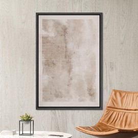 SIGNWIN Framed Canvas Print Wall Art Faded Textured Brown & White Color Blocks Abstract Shapes Illustrations Minimalism Contemporary Nordic Decorative for Living Room, Bedroom, Office - 24"x36" Black
