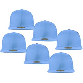 Gelante - Gorras de béisbol ajustables con ala plana en blanco, paquete de 6, Azul-cielo, One Size
