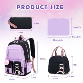 ACESAK Kids School Backpack for Girls, 4-In-1 Bookbag Backpack Daypack Set with 43OZ Bento Lunch Box, Lunch Bag for Girls Kids Teen Elementary Middle School Student, Girl Backpacks for Schools