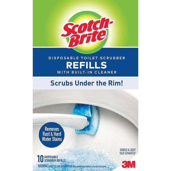 Scotch-Brite Disposable Toilet Scrubber Refills, Scrubs Under the Rim, 10 Disposable Refills