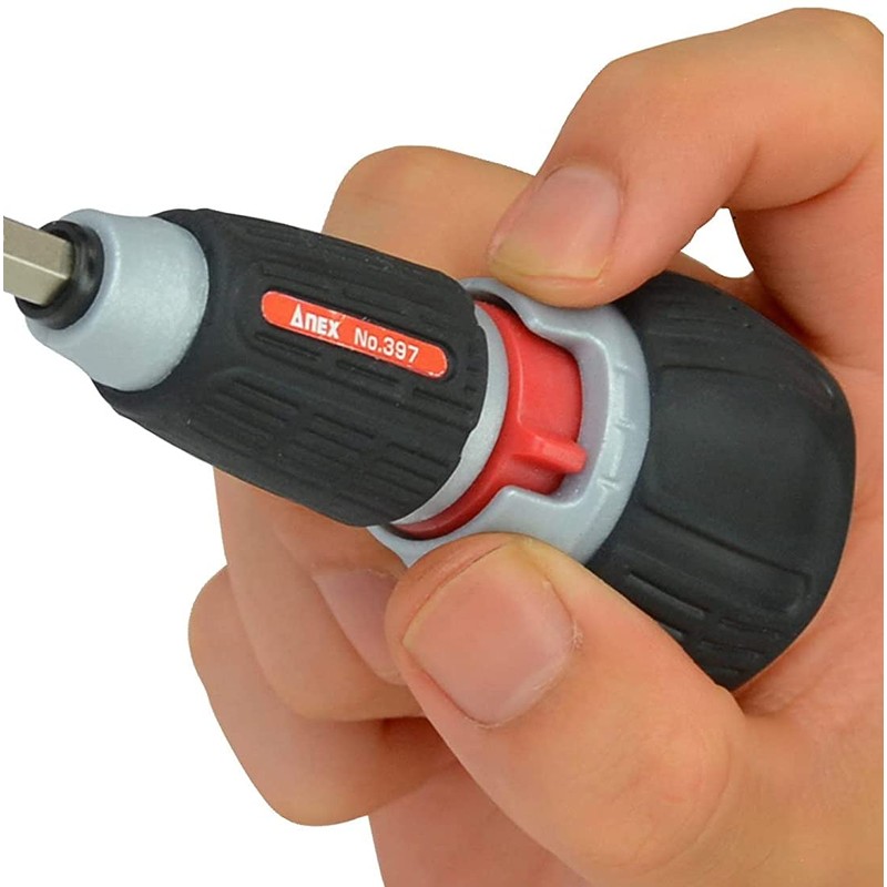 ANEX Ratcheting Screwdriver Ball Handle, Japanese Heavy Duty Magnetic Bit