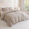 Litanika Queen Comforter Set Khaki, 3 Pieces Lightweight Seersucker Bedding