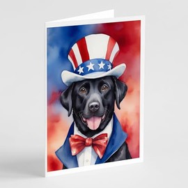 Caroline's Treasures Labrador Retriever Patriotic American Greeting Cards Pack of 8 Blank Cards with Envelopes Whimsical A7 Size 5x7 Blank Note Cards