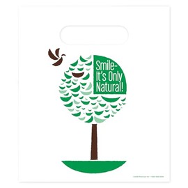 Practicon Only Natural 7-3/4" x 9" Dental Giveaway Bag, Dental Hygiene Patient Care Goodie Bag, Dentist Office Plastic Gift Bags, 100 Pack