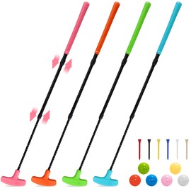 QPPKII 4 Pack Multicolor Golf Putters Set with 6 Practice Balls, Adjustable Length Two-Way Putter for Right/Left Handed, Golf Clubs for Men's Women's, Suitable for Indoor Outdoor Use