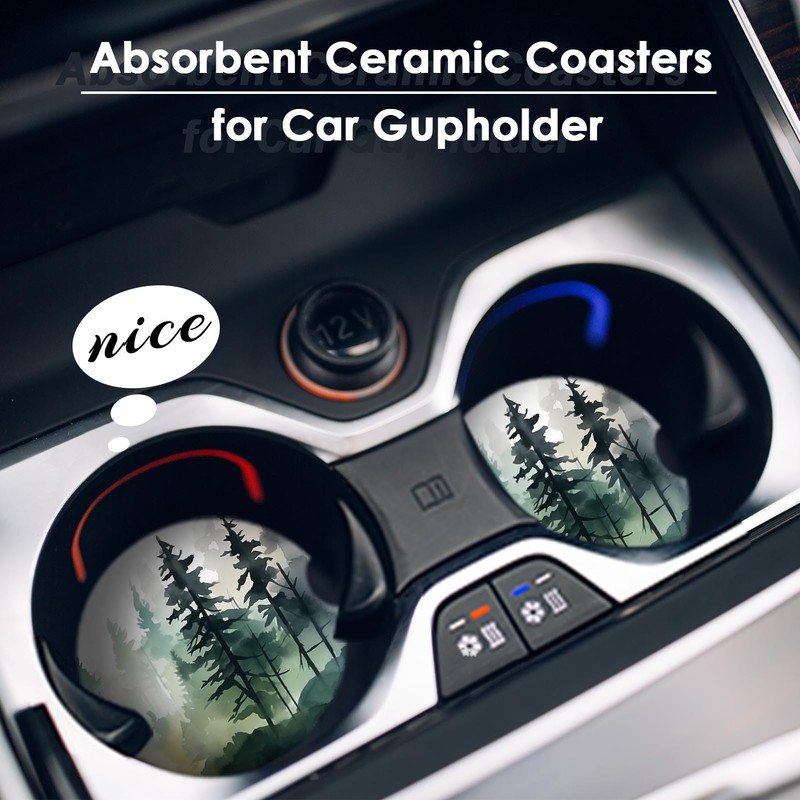 Britimes 2 Pack Car Coaster, Absorbent Ceramic Stone Cork Base