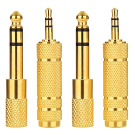 Kjzeex 4 Pack Headphone Adapter Jack, 6.35mm (1/4) inch Male to 3.5mm(1/8) inch Female,Stereo Jack Adapter 3.5mm Male to 6.35mm Female Plug Adapter Headphone Jack Converter Aux to Jack Adapter