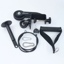 Forearm Wrist Exerciser Arm Wrestling Training Professional Equipment Fitness Strength Develop Machine with HandleColor: Black- Arm Wrestling Training+CABLE+ WEIGHT PLATE HOLDER+ HANDLE, Size: 1 set