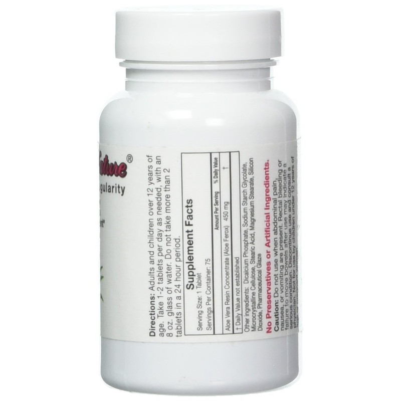 Tablets: Herbal Aid to Regularity, Pure Aloe Vera Dietary Supplement,