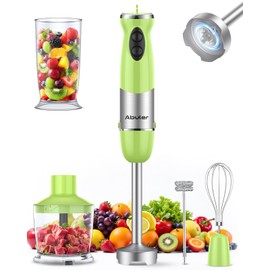 Immersion Blender Handheld 1000W 5 in 1 Corded Stick Hand Blender Kitchen with 12 Speed, BPA-Free, Mixing Beaker, Chopper, Whisk, Milk Frother, Perfect Emulsifier for Soup, Baby Food, Sauce, Puree