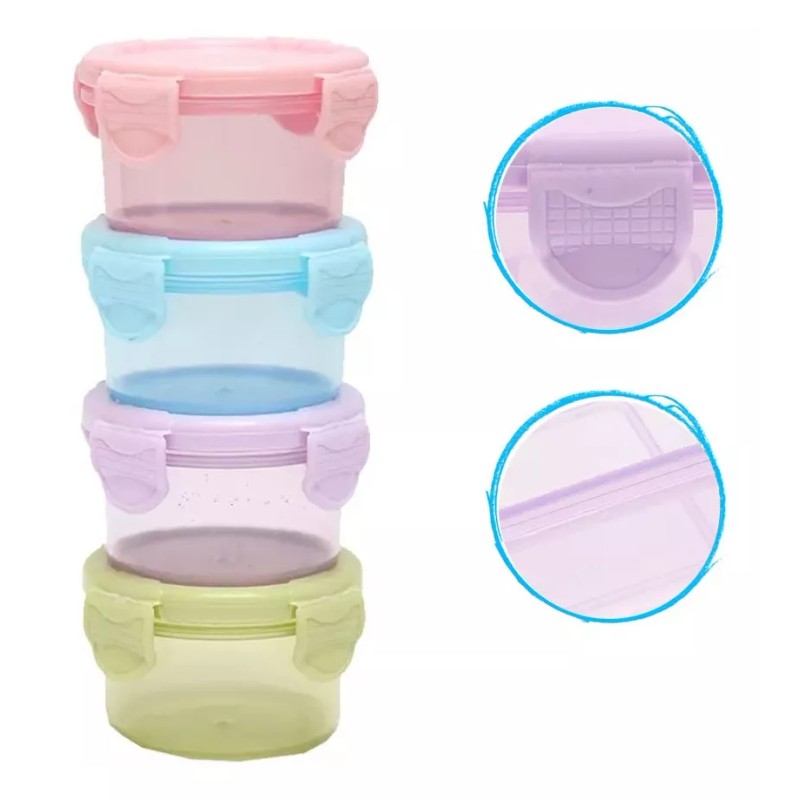 Luxury 4 Mini Contenedores Recipiente Comida Colación Snack Toper