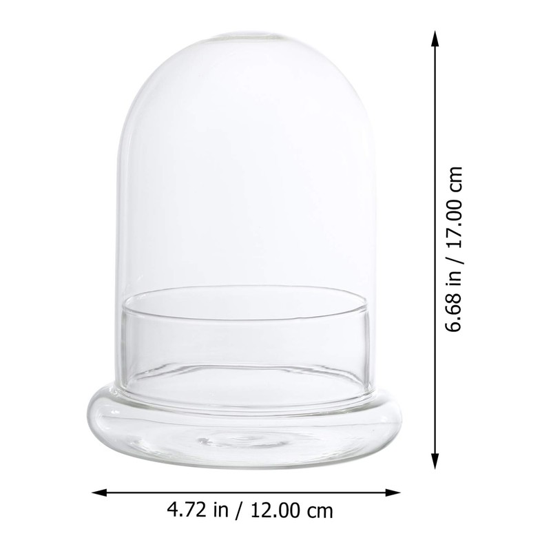 Angoily Decorative Glass Display Dome Cloche- 6in Height Clear Cloche