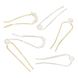 ZOONAI Pearl Hair Pins, U Shaped Hair Forks for Women Girls, Bridal Bridesmaids Shell Fork Hair Sticks Hair Accessories for Wedding Party (6Pcs)