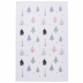 Christmas Textiles Recycled Cotton Tea Towel Frosty Trees