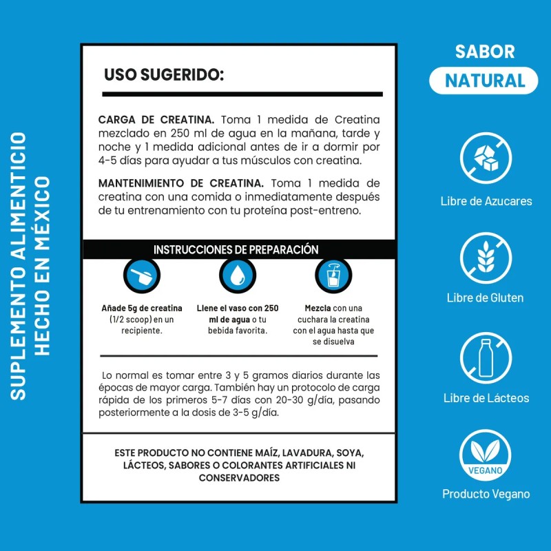 Creatina Monohidratada D-mon En Polvo 500g Varios Sabores Natural