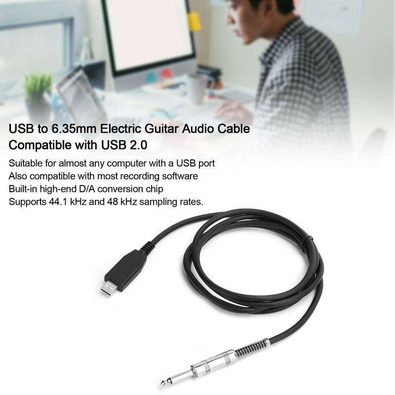USB Guitar Cable USB Male to 6.35mm Mono Jack Connector