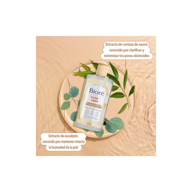 Bioré, Clean + Suave Limpiador Facial Suave para Pieles Sensibles