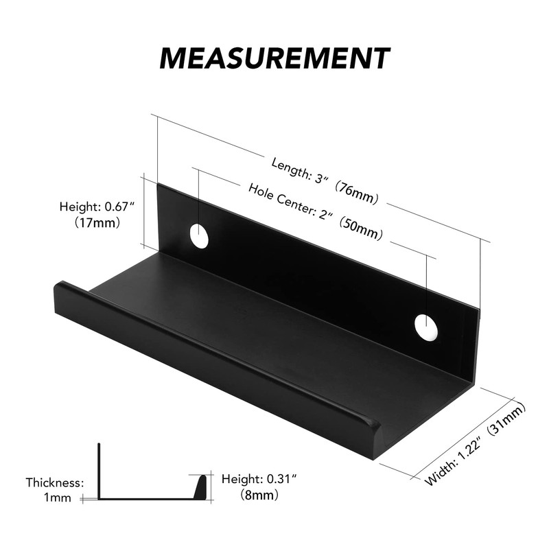 Ravinte 1 Pack Finger Pulls for Cabinets 76mm/3" Length Black