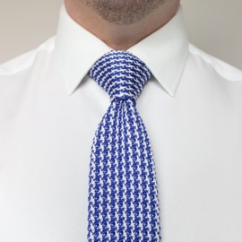 THE GENTS LAB Men's Square End Knitted Neck Tie With Houndstooth Design | Made From 100% Soft Polyester | Over 10+ Colours (Royal Blue)