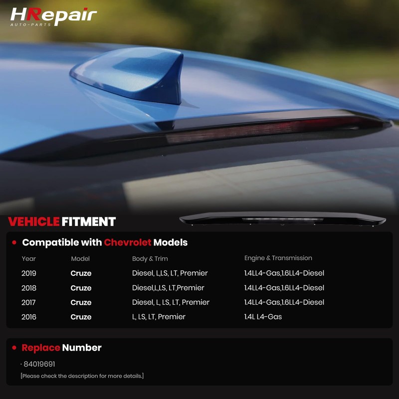 HRepair Third Brake Light fits for 2016-2019 Chevy Cruze 3rd