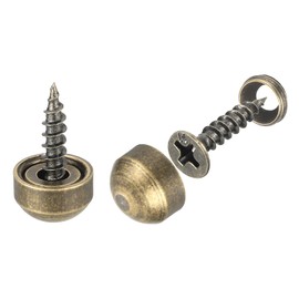 uxcell 12Pcs Brass Decorative Screws with Caps, 9mm Mirror Screws Cover Self-Tapping Screws for Furniture Fixing, Bronze