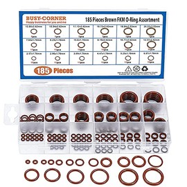 185 piezas FKM kit de juntas tóricas marrón, durómetro 75A, 18 tipos AS-568 tamaños estándar, ID 2,75 mm-20,22 mm, grosor 1,78 mm, 2,62 mm, 3,53 mm (185 piezas FKM ORING KIT)