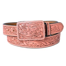 American Darling Beautifully Hand Tooled Peach Genuine American Leather Belt Men and Women Western Belt with Removable Buckle