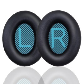 Ear Pads for Bose Quiet Comfort 35 Soft Protein Leather Replacement Earpads Ear Cushions Ear Pad for Bose QC 45/35 / 25/15 QC2 / Ae2 / Ae2i / Ae2W / Sound Link/Sound True (QC35-Black&Blue)