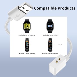 YANMONGI [2-Pack] for Redmi Watch5 Atcive/Watch5 Lite/Xiaomi Smart Band 9/8 Pro/8/8 Active Charging USB Portable Magnetic Charging Cable-Black&White