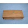 brass weighing scales 50gram wooden box with draw for weights