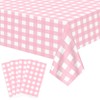 FuenteOrilla 4 Pcs Pink and White Checkered Tablecloths Waterproof Rectangle