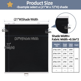 SHADEMOON Cordless Blackout Window Roller Shades, Pull Down Spring System Indoor Blinds, Room Darkening Waterproof UV Blocking Thermal Insulated Fabric for Home Office (Black, Width 29", Height 72")