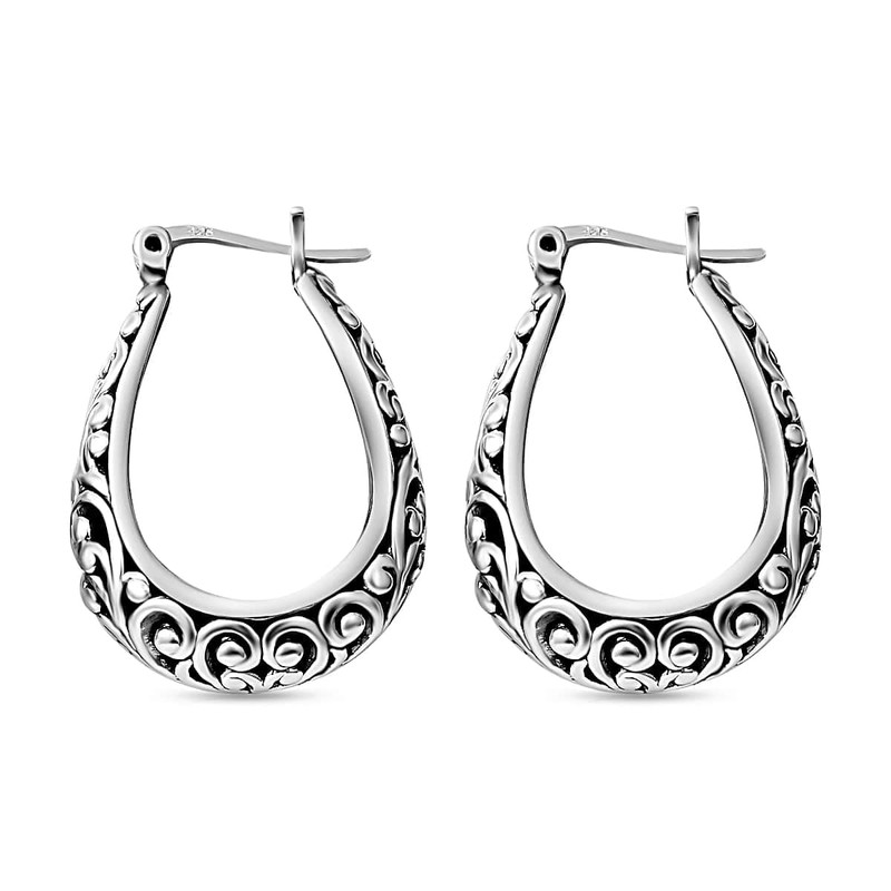 Pendientes de aro para mujer, de plata de ley 925,