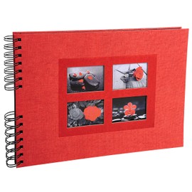 Exacompta - Ref 16245E - Passion Wire Bound Photo Album - 32 x 22cm in Size, 50 Black Thick Card Pages, Holds Up To 100 Photos, Suitable for Scrapbooking - Red Cover