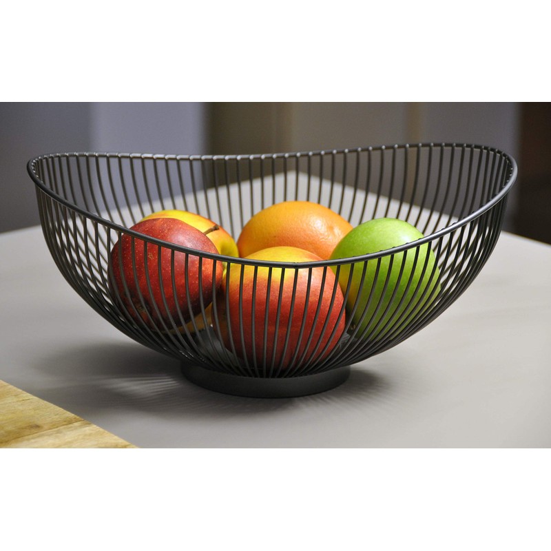 CALUTEA Modern Fruit Bowl Metal Steel Grey Black Decorative Designer