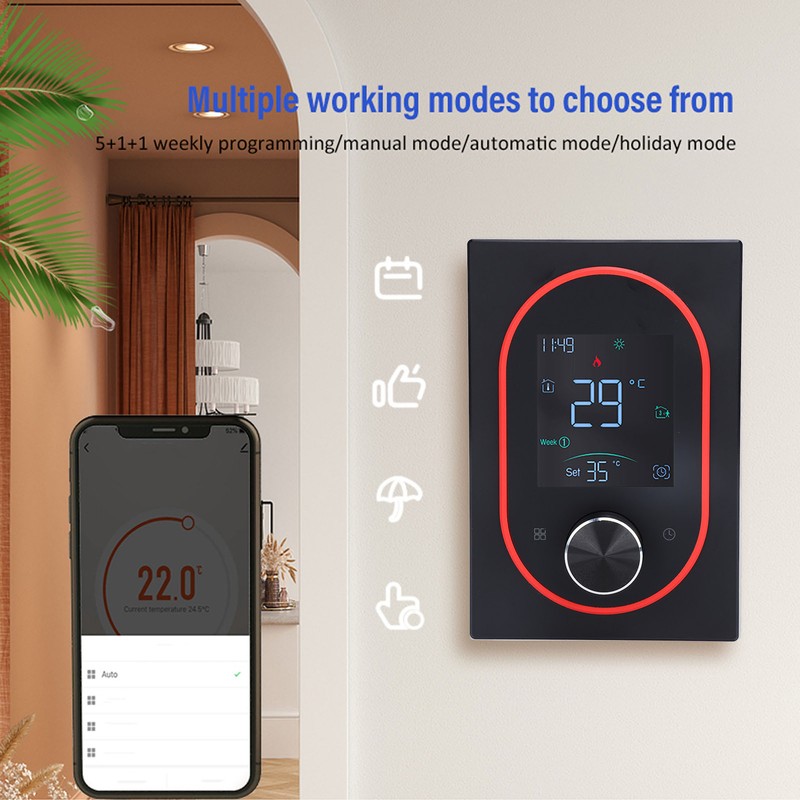 Smart Color Thermostat APP Programmable Touchscreen Knob Control Smart Temperature