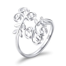 Ivy Leaf Ring for Women S925 Sterling Silver Adjustable Wrap Open Spiral Spoon Ring 8 9