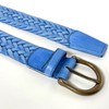[FashionBerry] ブルー イタリア製 本革 ベルト メンズ レディース メッシュ イタリアン レザー