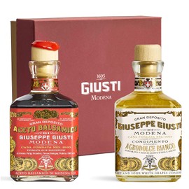Giuseppe Giusti Balsamic Vinegar of Modena Gift Set – Gran Deposito Aceto Balsamico di Modena and White Balsamic Vinegar-Based Condiment in an Elegant Box, Italian Gifts – 2 x 8.45 fl oz (2 x 250 ml)