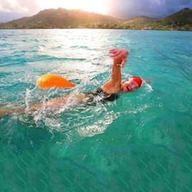 WholeFire 20L Swim Buoy Waterproof Inflatable Dry Bag Swim Safety Float for Water Sports, Open Water Swimmers, Triathletes, Kayakers and Snorkelers - Highly Visible Buoy Float for Safe Swim Training