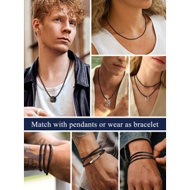 Waterproof 3mm Woven Wax Rope Chain For Men Women, Black Leather Necklace Cord With Superb Strong Clasp, Breathable Braided Leather Necklace DIY Jewelry For Pendant 18inch