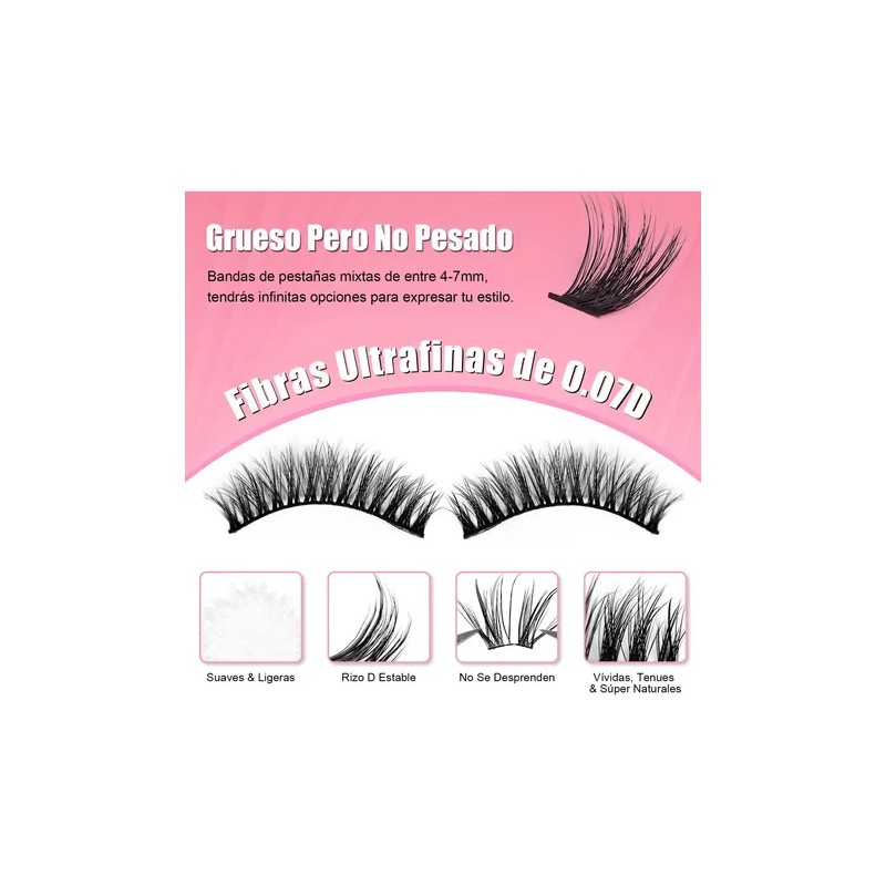 Kit De Extensiones De Pestañas Diy Naturales 9-18mm Mixtas