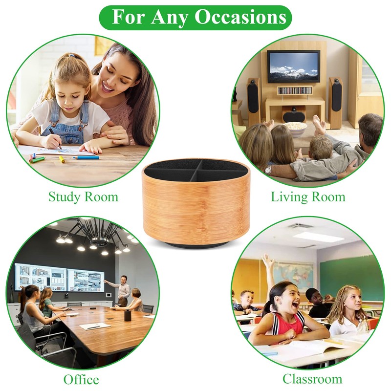 Czzmy Round Leather Art Supply Organizer,Remote Control Holder,360 Degree Spinning,Multi-Functional