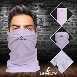 Levelty Face Mask Neck Gaiter For Men & Women Headwear Bandana Wrap Face Scarf/Cover Balaclava UV Protection Breathable, White, 0