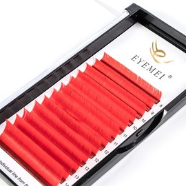 Colored Lash Extensions Easy Fan Volume Lashes 0.07 D Curl 8-15mm Matte Rapid Volume Eyelash Extensions Rapid Blooming Flower Self Fanning Volume Lash Extensions (Red 0.07-D, 8-15mm)