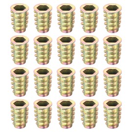 sourcing map 60Pcs Threaded Inserts, M8-1.25x20 Zinc Alloy Hex-Flanged Nut Threaded Inserts, Hex Socket Drive Nut Threaded Inserts Bolt Fastener Connector for Wood, Furniture Nuts