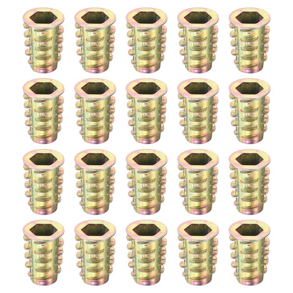 sourcing map 60Pcs Threaded Inserts, M8-1.25x20 Zinc Alloy Hex-Flanged Nut